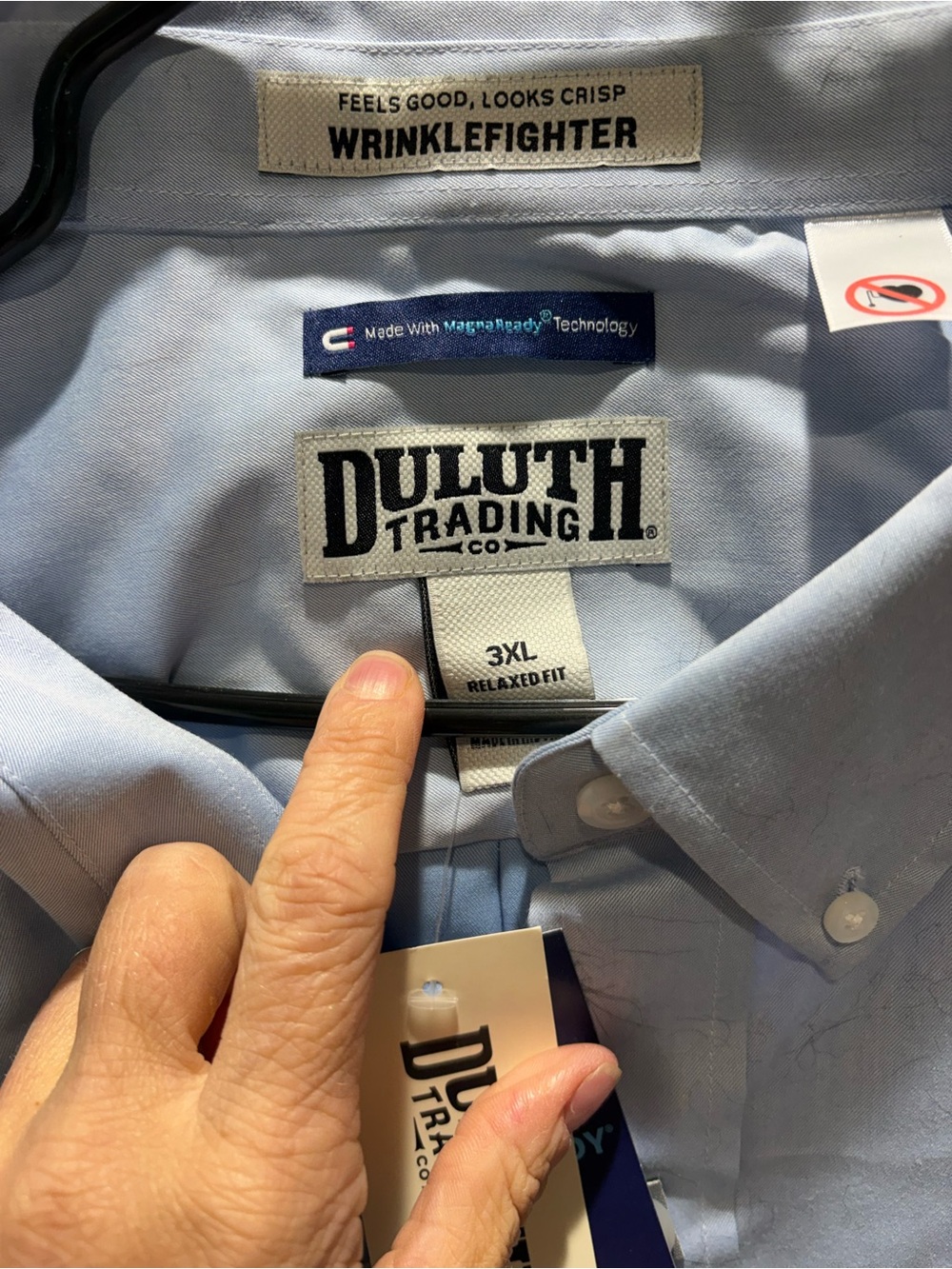 Duluth Trading Co Light Blue WrinkleFighter Button-Down Shirt - 3XL